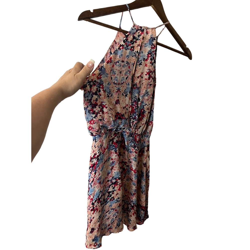 PARKER 100% SILK FLORAL CRISS CROSS FRONT STRAPPY FLOWY DRESS SIZE MEDIUM - Picture 8 of 16